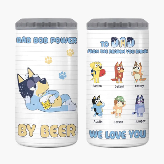 Dad Bob Powered By Beer - Personalized Custom Can Cooler Tumbler - Father's Day, Birthday Gift For Dad, Grandpa