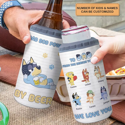 Dad Bob Powered By Beer - Personalized Custom Can Cooler Tumbler - Father's Day, Birthday Gift For Dad, Grandpa