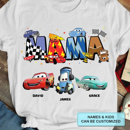 Mama Cartoon Car - Personalized Custom T-shirt - Mother's Day Gift For Mom, Family Member