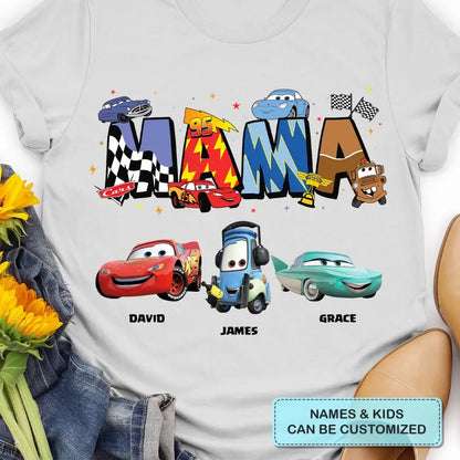 Mama Cartoon Car - Personalized Custom T-shirt - Mother's Day Gift For Mom, Family Member