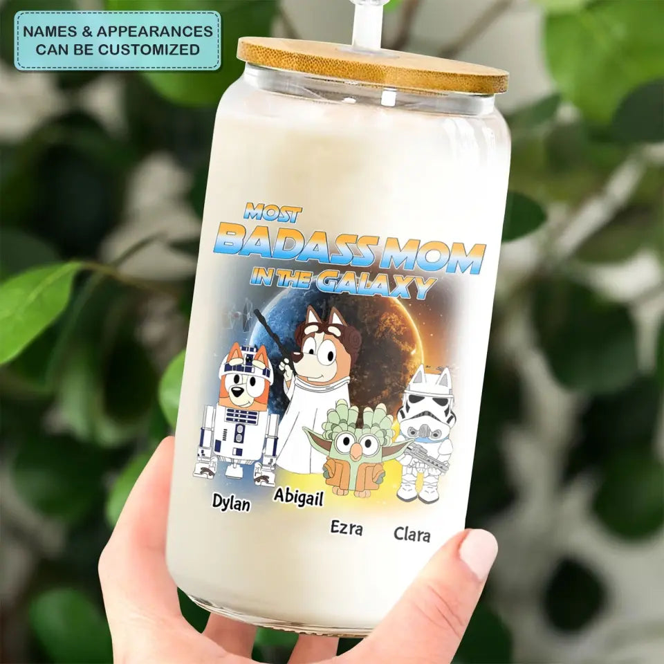 Best Mom In The Galaxy - Personalized Custom Glass Can - Mother's Day Gift For Mom, Family Member