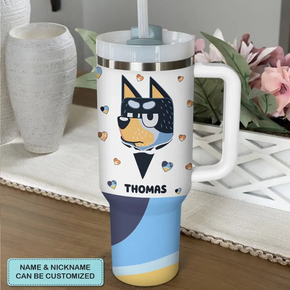 Dad Needs 20 Minutes - Personalized Custom Tumbler With Handle - Gift For Dad, Family, Family Members