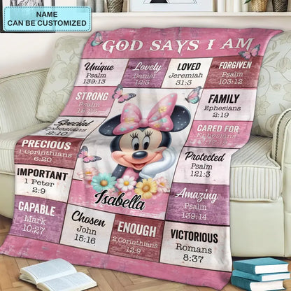 God Say I Am - Personalized Custom Blanket - Gift For Family, Family Members