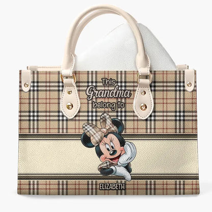 This Grandma Belongs To - Personalize Leather Bag - Gift For Mom, Grandma, Family Members