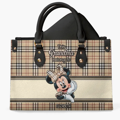 This Grandma Belongs To - Personalize Leather Bag - Gift For Mom, Grandma, Family Members