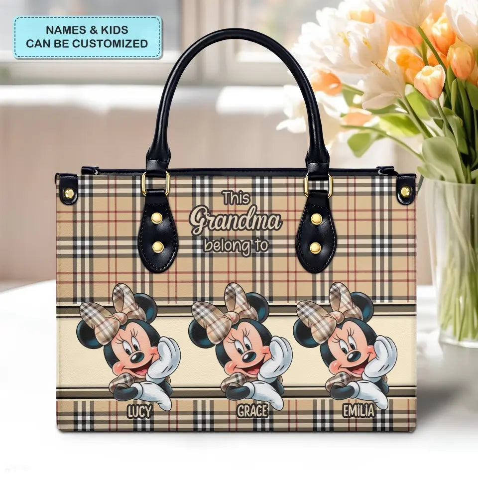 This Grandma Belongs To - Personalize Leather Bag - Gift For Mom, Grandma, Family Members