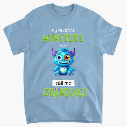 My Favorite Little Monster Called Me Grandpa - Personalized Custom T-shirt - Gift For Dad, Grandpa, Family, Family Members