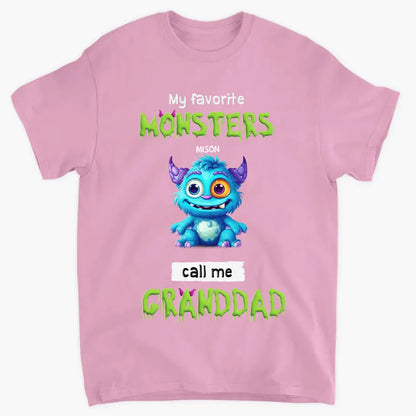 My Favorite Little Monster Called Me Grandpa - Personalized Custom T-shirt - Gift For Dad, Grandpa, Family, Family Members