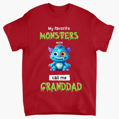 My Favorite Little Monster Called Me Grandpa - Personalized Custom T-shirt - Gift For Dad, Grandpa, Family, Family Members