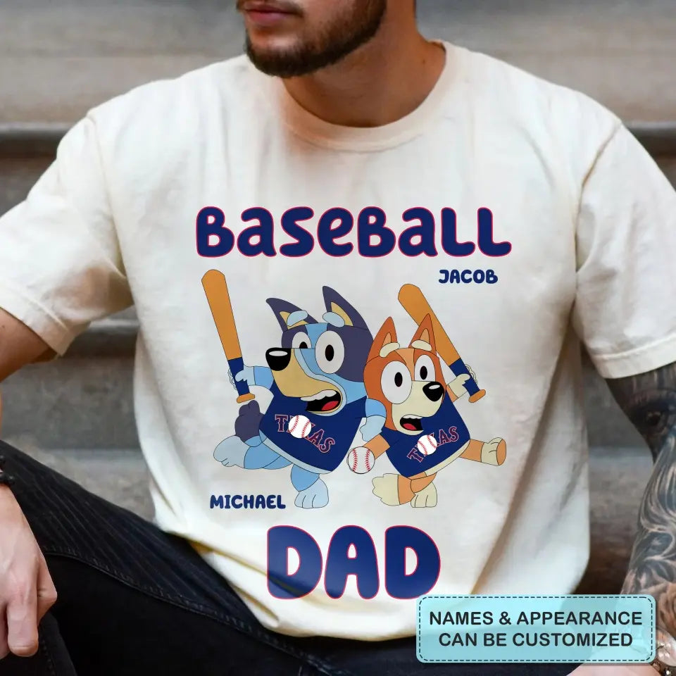 Baseball Dad - Personalized Custom T-shirt - Gift For Dad, Grandpa, Family, Family Members