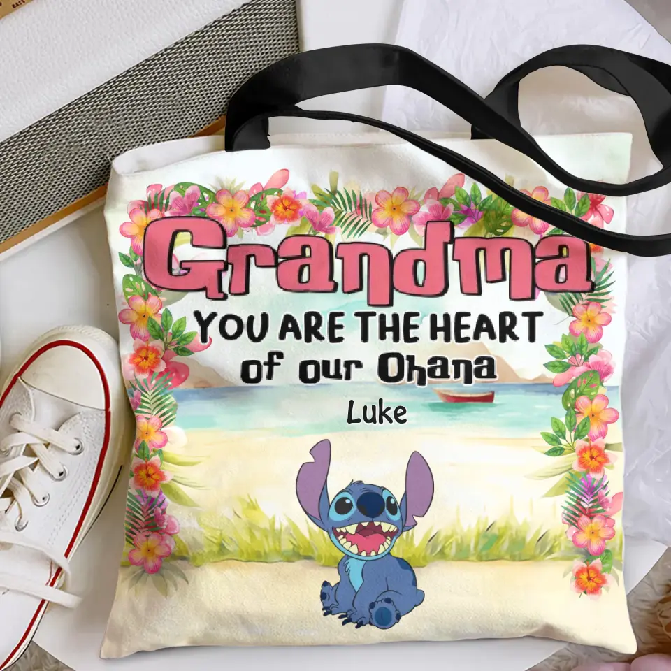 You Are The Heart Of Our Ohana- Personalized Custom Tote Bag - Gift For Mom, Grandma, Family Members