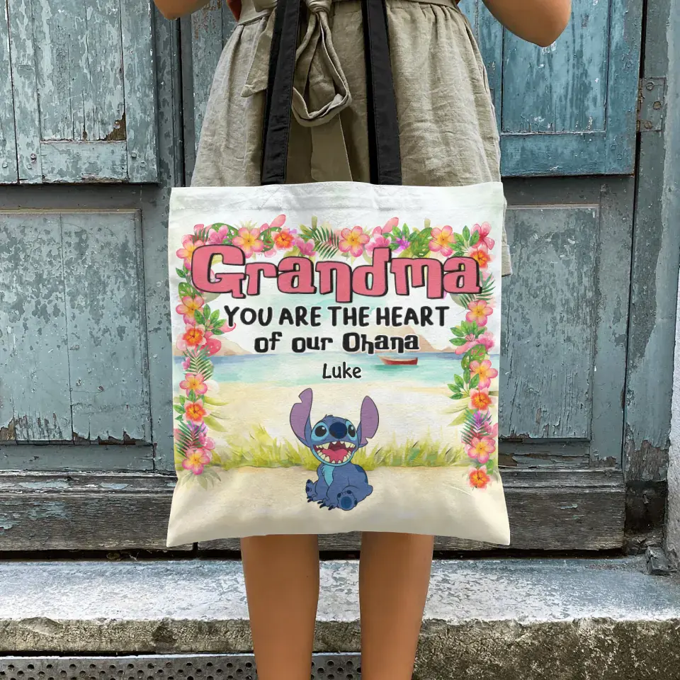 You Are The Heart Of Our Ohana- Personalized Custom Tote Bag - Gift For Mom, Grandma, Family Members