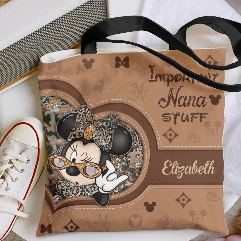 Important Nana Stuff - Personalized Custom Tote Bag - Gift For Mom, Grandma, Family Members