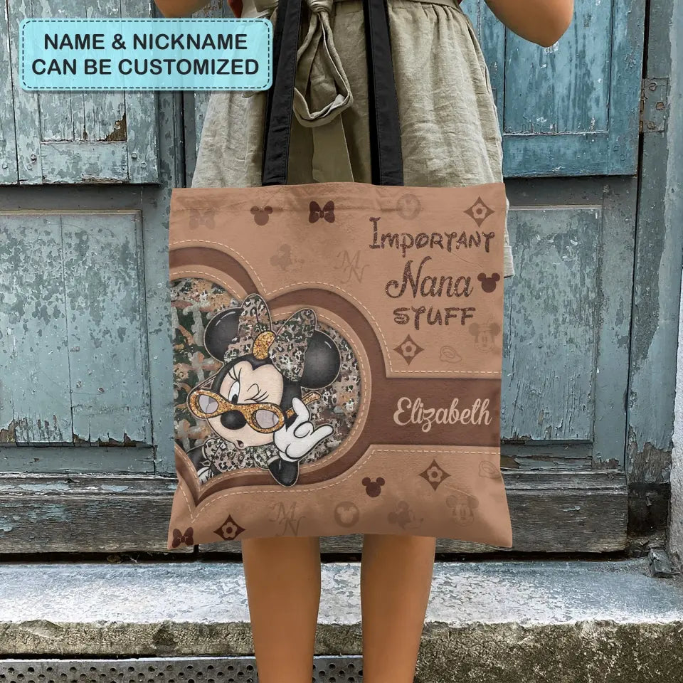 Important Nana Stuff - Personalized Custom Tote Bag - Gift For Mom, Grandma, Family Members