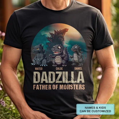 Dadzilla Father Of Monster - Personalized Custom T-shirt - Gift For Dad, Grandpa, Family, Family Members