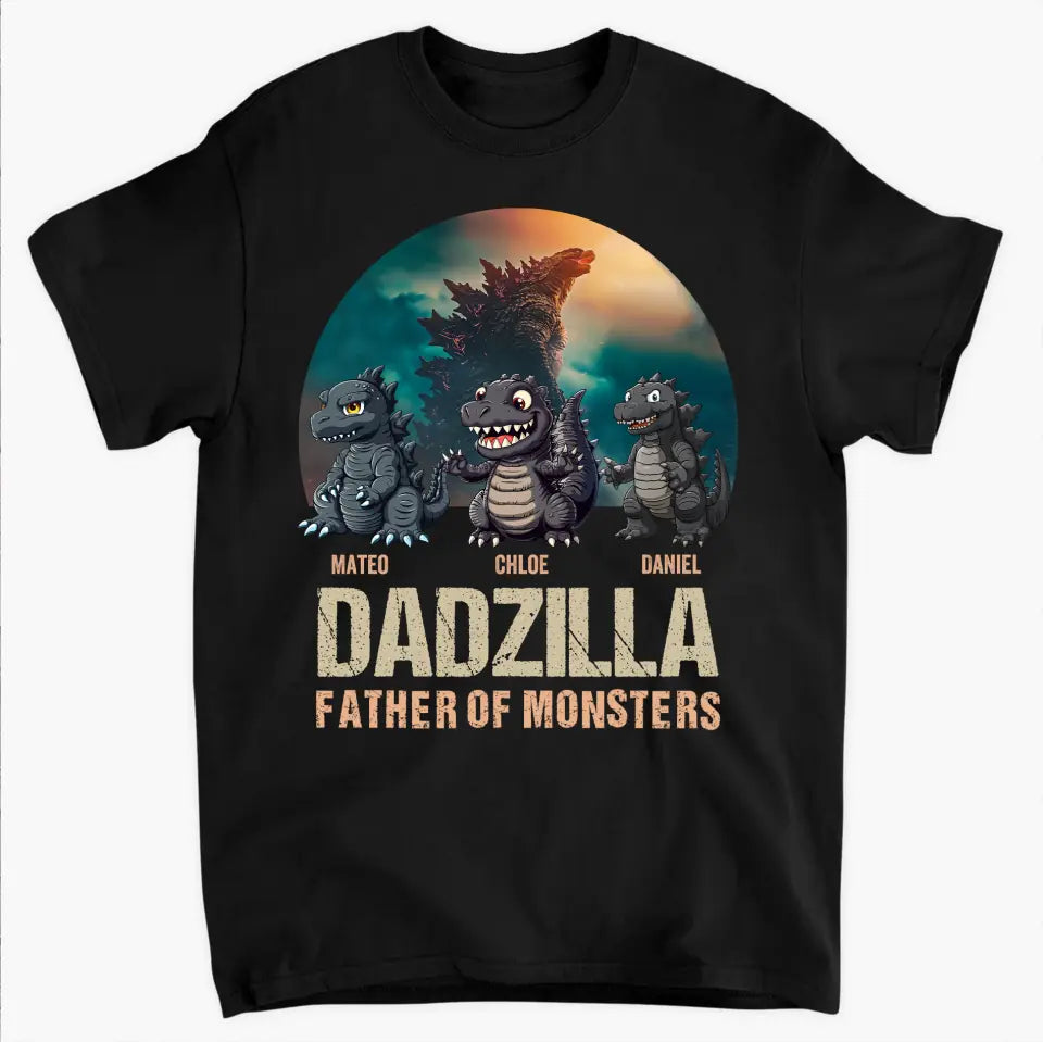 Dadzilla Father Of Monster - Personalized Custom T-shirt - Gift For Dad, Grandpa, Family, Family Members