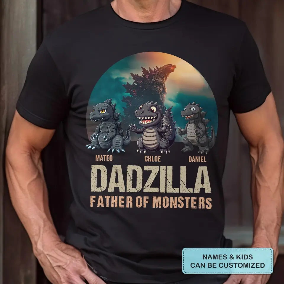 Dadzilla Father Of Monster - Personalized Custom T-shirt - Gift For Dad, Grandpa, Family, Family Members