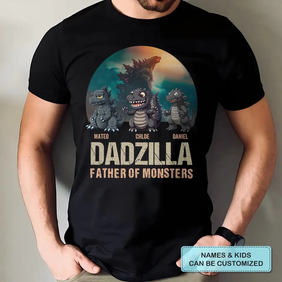 Dadzilla Father Of Monster - Personalized Custom T-shirt - Gift For Dad, Grandpa, Family, Family Members