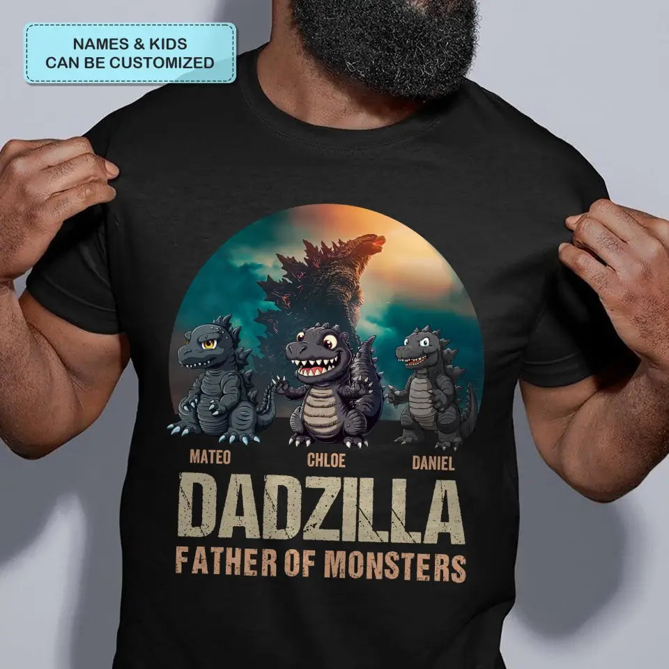 Dadzilla Father Of Monster - Personalized Custom T-shirt - Gift For Dad, Grandpa, Family, Family Members