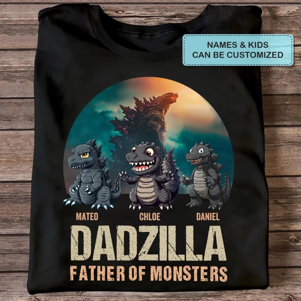 Dadzilla Father Of Monster - Personalized Custom T-shirt - Gift For Dad, Grandpa, Family, Family Members