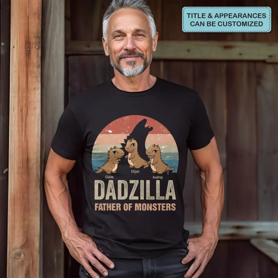 Dadzilla Father Of Monsters - Personalized Custom T-shirt - Gift For Dad, Grandpa, Family, Family Members