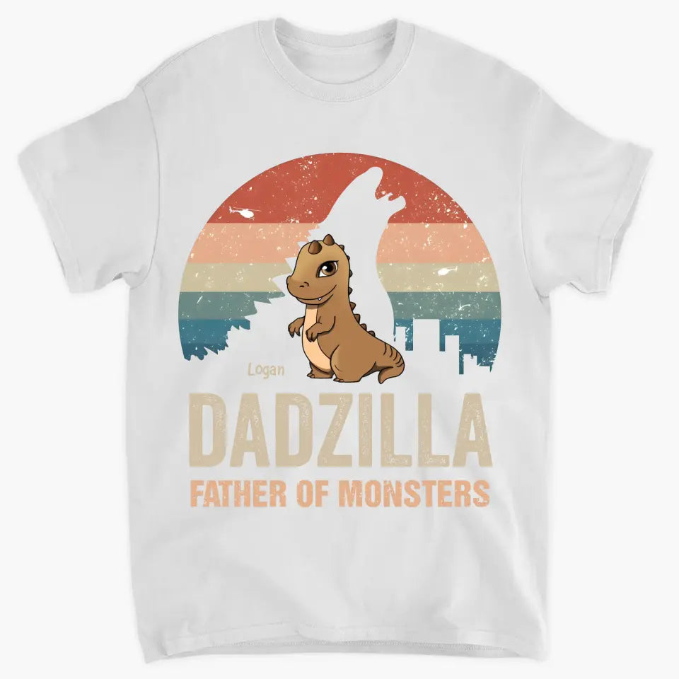 Dadzilla Father Of Monsters - Personalized Custom T-shirt - Gift For Dad, Grandpa, Family, Family Members