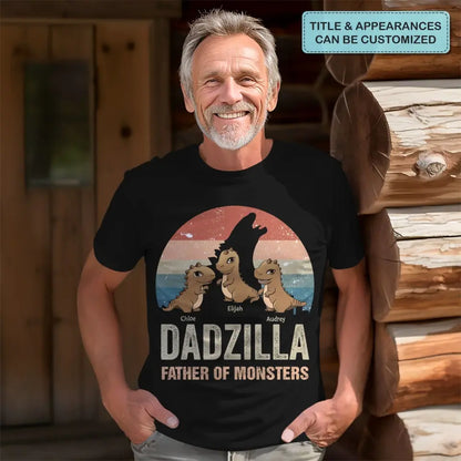 Dadzilla Father Of Monsters - Personalized Custom T-shirt - Gift For Dad, Grandpa, Family, Family Members