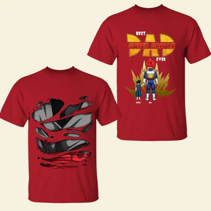 Best Super Saiyan Dad Ever - Personalized Custom Double-side T-shirt - Father's Day Gift For Dad, Family Members