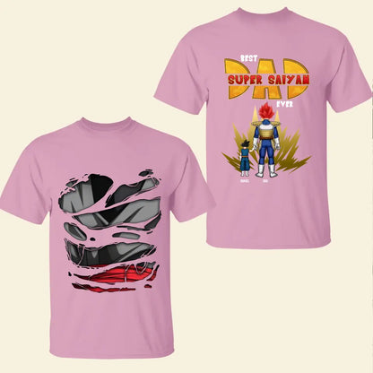 Best Super Saiyan Dad Ever - Personalized Custom Double-side T-shirt - Father's Day Gift For Dad, Family Members