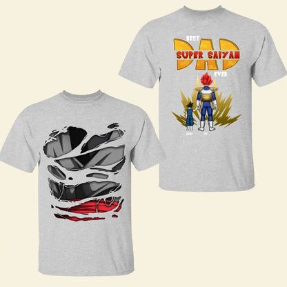 Best Super Saiyan Dad Ever - Personalized Custom Double-side T-shirt - Father's Day Gift For Dad, Family Members