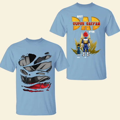 Best Super Saiyan Dad Ever - Personalized Custom Double-side T-shirt - Father's Day Gift For Dad, Family Members