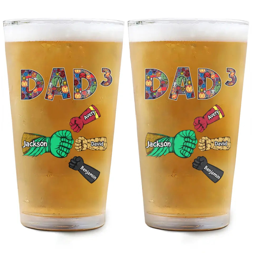 Dad First Bump - Personalized Custom Beer Glass - Father's Day Gift For Dad, Family Member