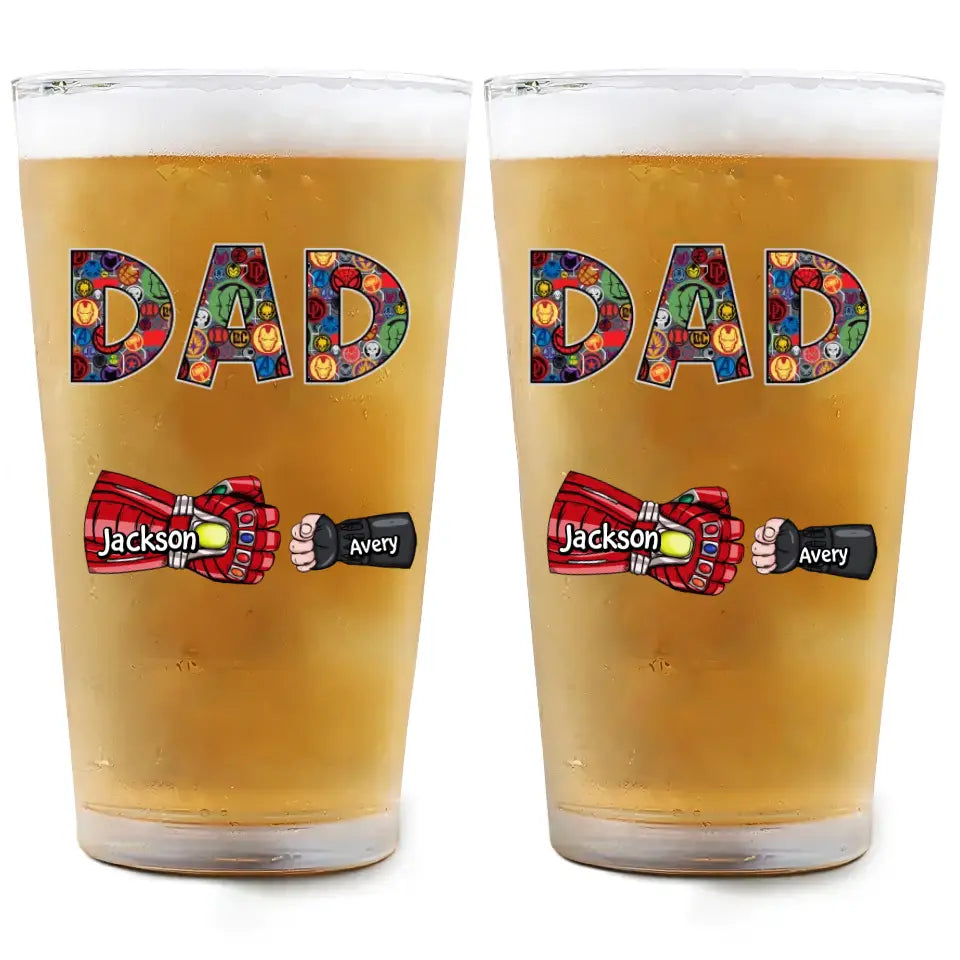 Dad First Bump - Personalized Custom Beer Glass - Father's Day Gift For Dad, Family Member