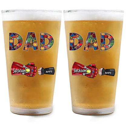 Dad First Bump - Personalized Custom Beer Glass - Father's Day Gift For Dad, Family Member