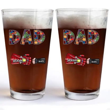 Dad First Bump - Personalized Custom Beer Glass - Father's Day Gift For Dad, Family Member