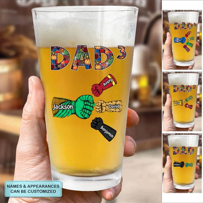 Dad First Bump - Personalized Custom Beer Glass - Father's Day Gift For Dad, Family Member