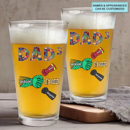 Dad First Bump - Personalized Custom Beer Glass - Father's Day Gift For Dad, Family Member