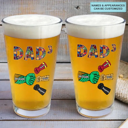 Dad First Bump - Personalized Custom Beer Glass - Father's Day Gift For Dad, Family Member