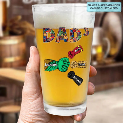 Dad First Bump - Personalized Custom Beer Glass - Father's Day Gift For Dad, Family Member