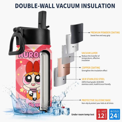 Leak Proof Water Bottle 2 - Personalized Custom Kids Insulated Bottle - Birthday, Back To School, Kindergarten, First, Second, Third, Fourth, Fifth Grade, Pre-K Gift For Kids