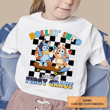 Rolling Into Kindergarten - Personalized Custom Youth T-shirt - Back To School Gift For Kid