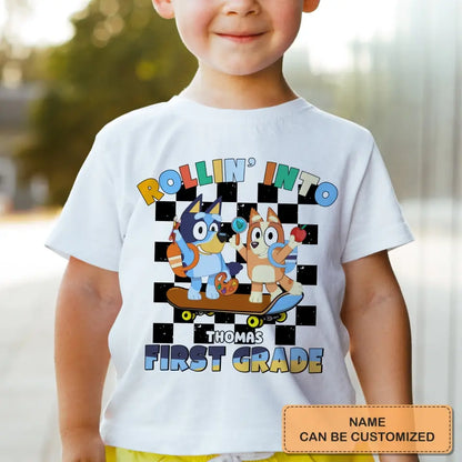 Rolling Into Kindergarten - Personalized Custom Youth T-shirt - Back To School Gift For Kid