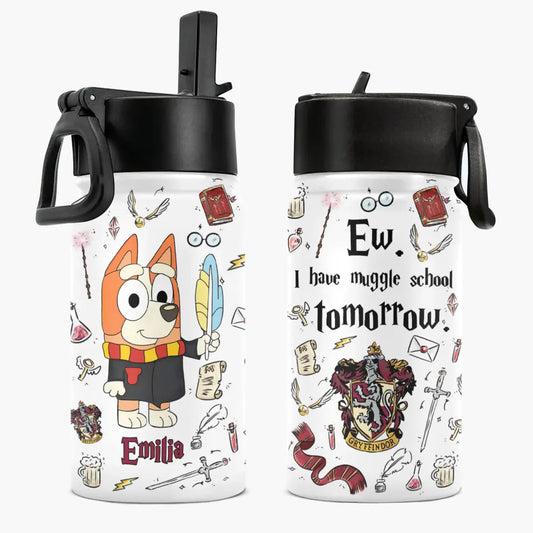 I Have Muggle School Tomorrow - Personalized Custom Kids Insulated Bottle - Birthday, Back To School, Kindergarten, First, Second, Third, Fourth, Fifth Grade, Pre-K Gift For Kids