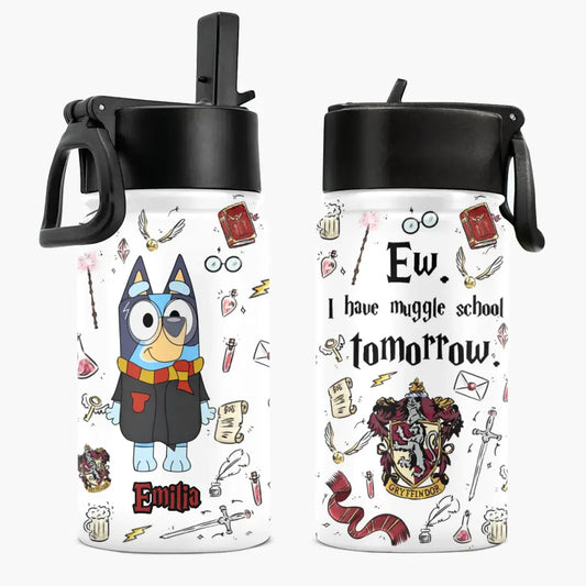 I Have Muggle School Tomorrow - Personalized Custom Kids Insulated Bottle - Birthday, Back To School, Kindergarten, First, Second, Third, Fourth, Fifth Grade, Pre-K Gift For Kids