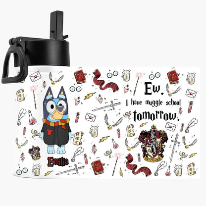 I Have Muggle School Tomorrow - Personalized Custom Kids Insulated Bottle - Birthday, Back To School, Kindergarten, First, Second, Third, Fourth, Fifth Grade, Pre-K Gift For Kids