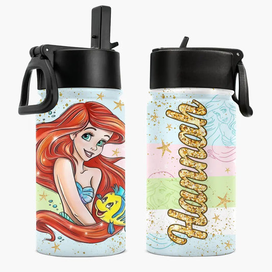 Princess Bottle - Personalized Custom Kids Insulated Bottle - Birthday, Back To School, Kindergarten, First, Second, Third, Fourth, Fifth Grade, Pre-K Gift For Kids