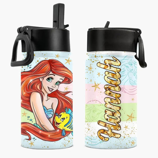 Princess Bottle - Personalized Custom Kids Insulated Bottle - Birthday, Back To School, Kindergarten, First, Second, Third, Fourth, Fifth Grade, Pre-K Gift For Kids