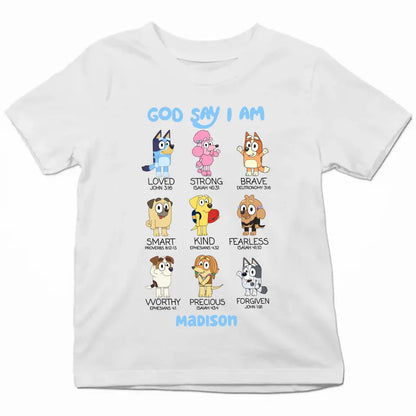 Gods Say I Am - Personalized Custom Youth T-shirt - Birthday, Back To School, Kindergarten, First, Second, Third, Fourth, Fifth Grade, Pre-K Gift For Kids