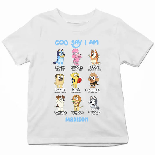 Gods Say I Am - Personalized Custom Youth T-shirt - Birthday, Back To School, Kindergarten, First, Second, Third, Fourth, Fifth Grade, Pre-K Gift For Kids