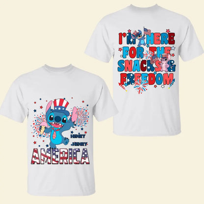 I'm Here For The Snacks And Freedom - Personalized Custom Double-side T-shirt - 4th Of July Gift For Family Members